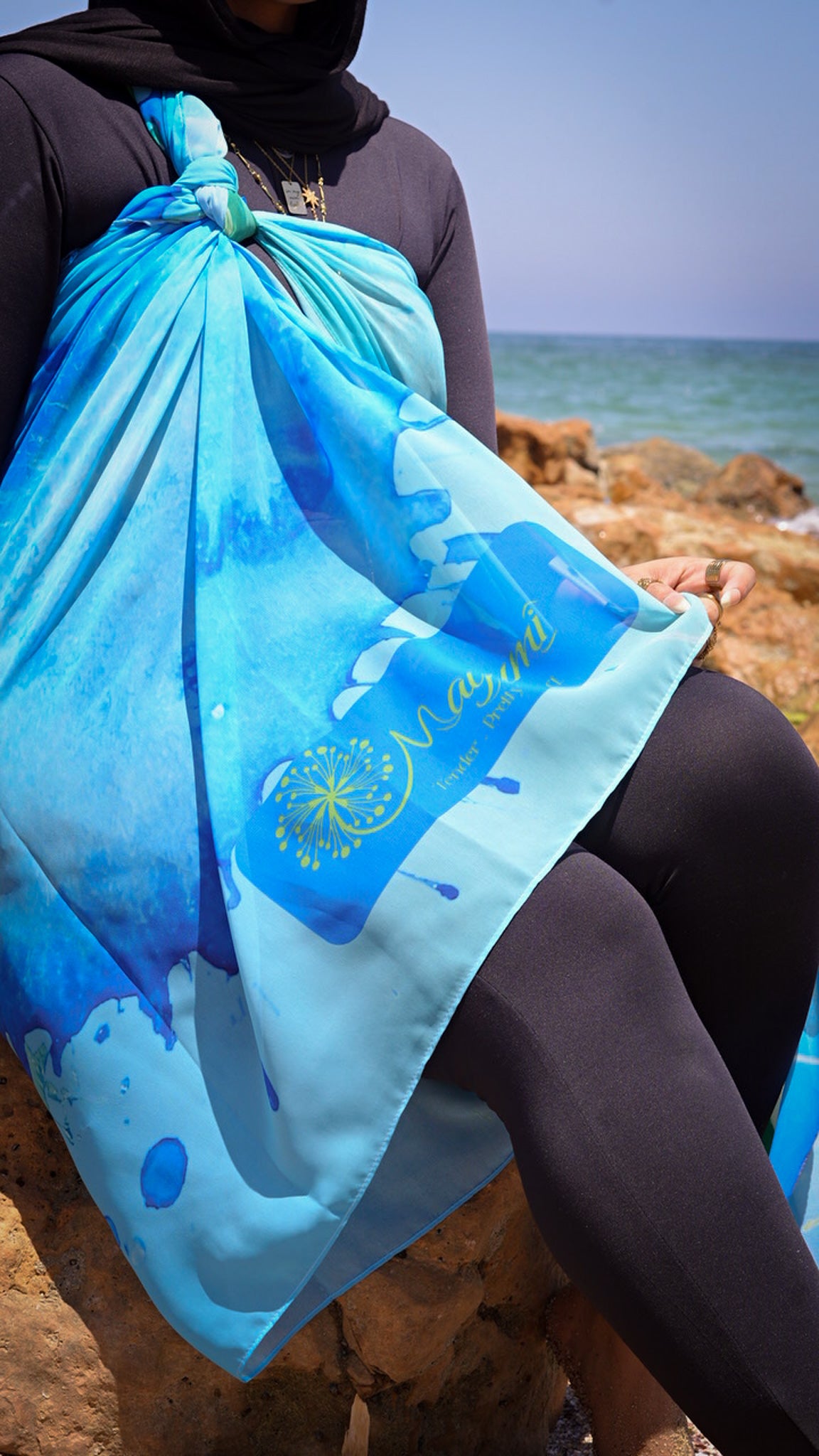 Beach chiffon cover up - Aqua