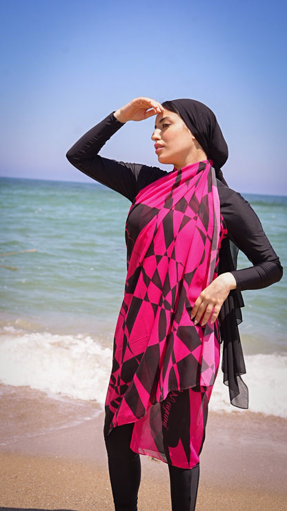 Beach Chiffon cover up - Fuschia
