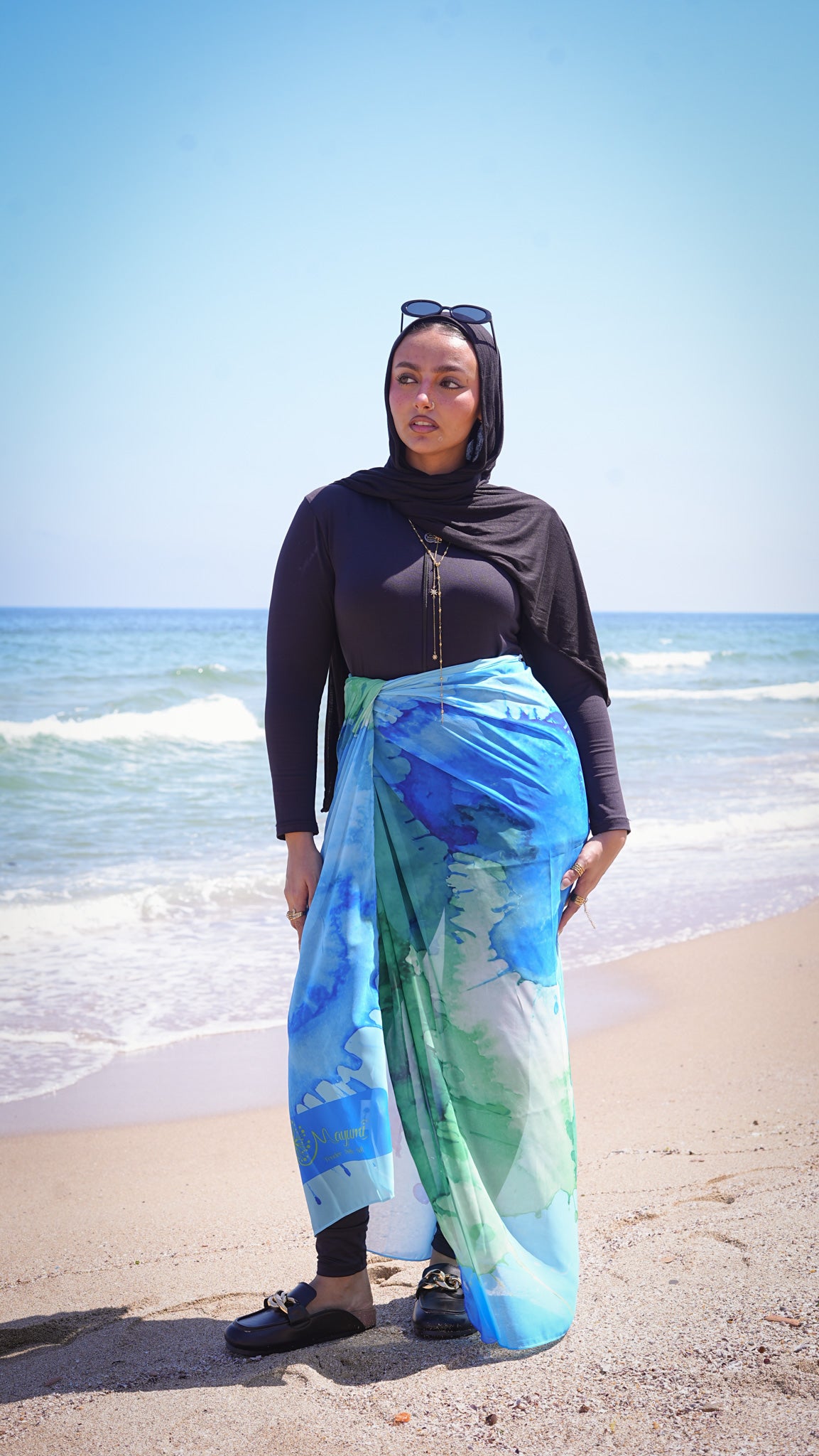 Beach chiffon cover up - Aqua
