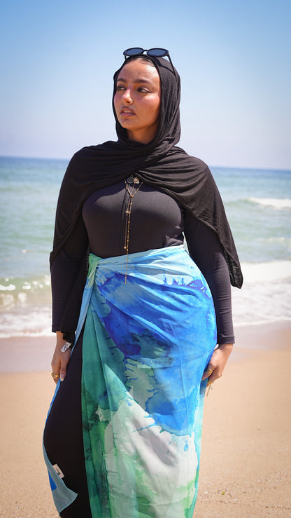 Beach chiffon cover up - Aqua