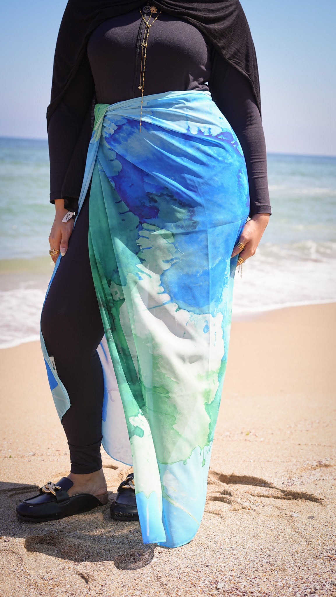 Beach chiffon cover up - Aqua