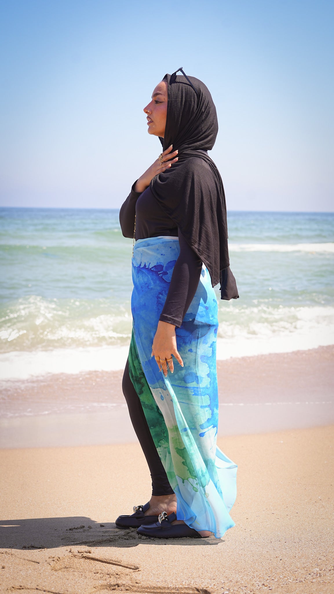 Beach chiffon cover up - Aqua