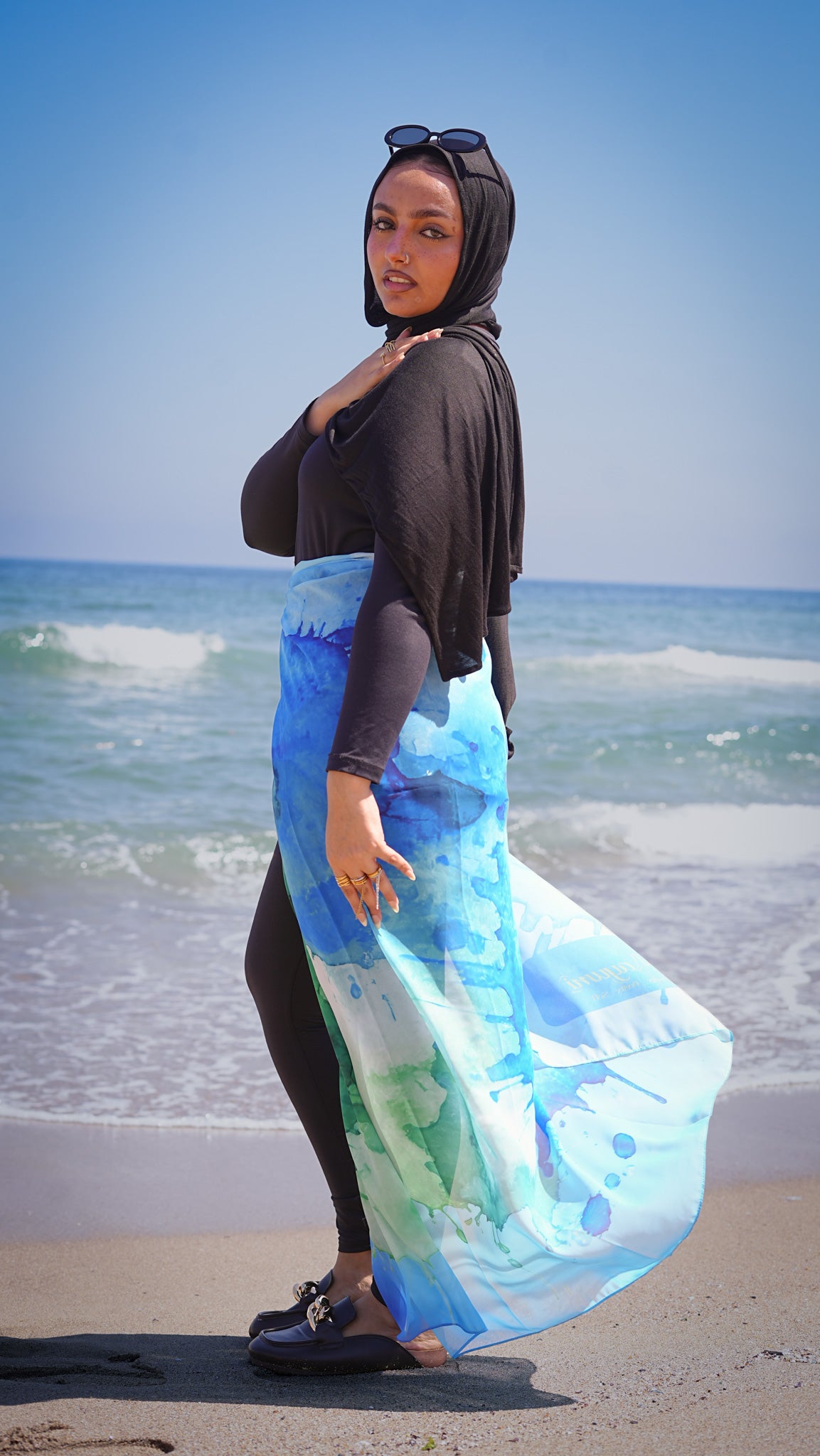 Beach chiffon cover up - Aqua