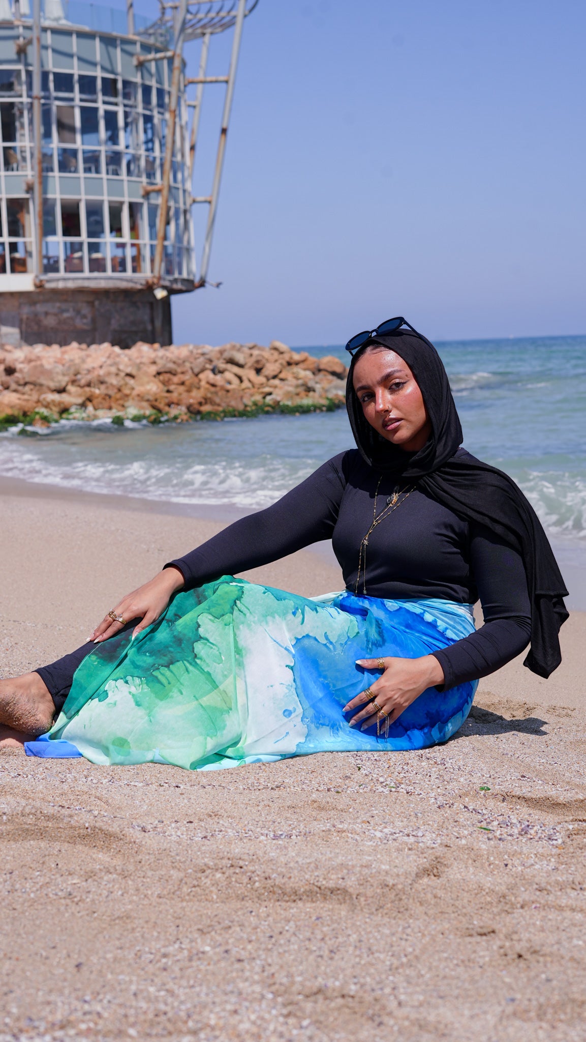 Beach chiffon cover up - Aqua
