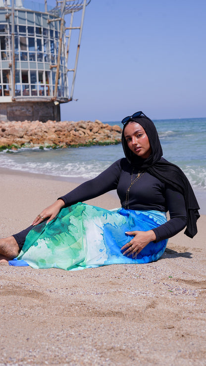 Beach chiffon cover up - Aqua