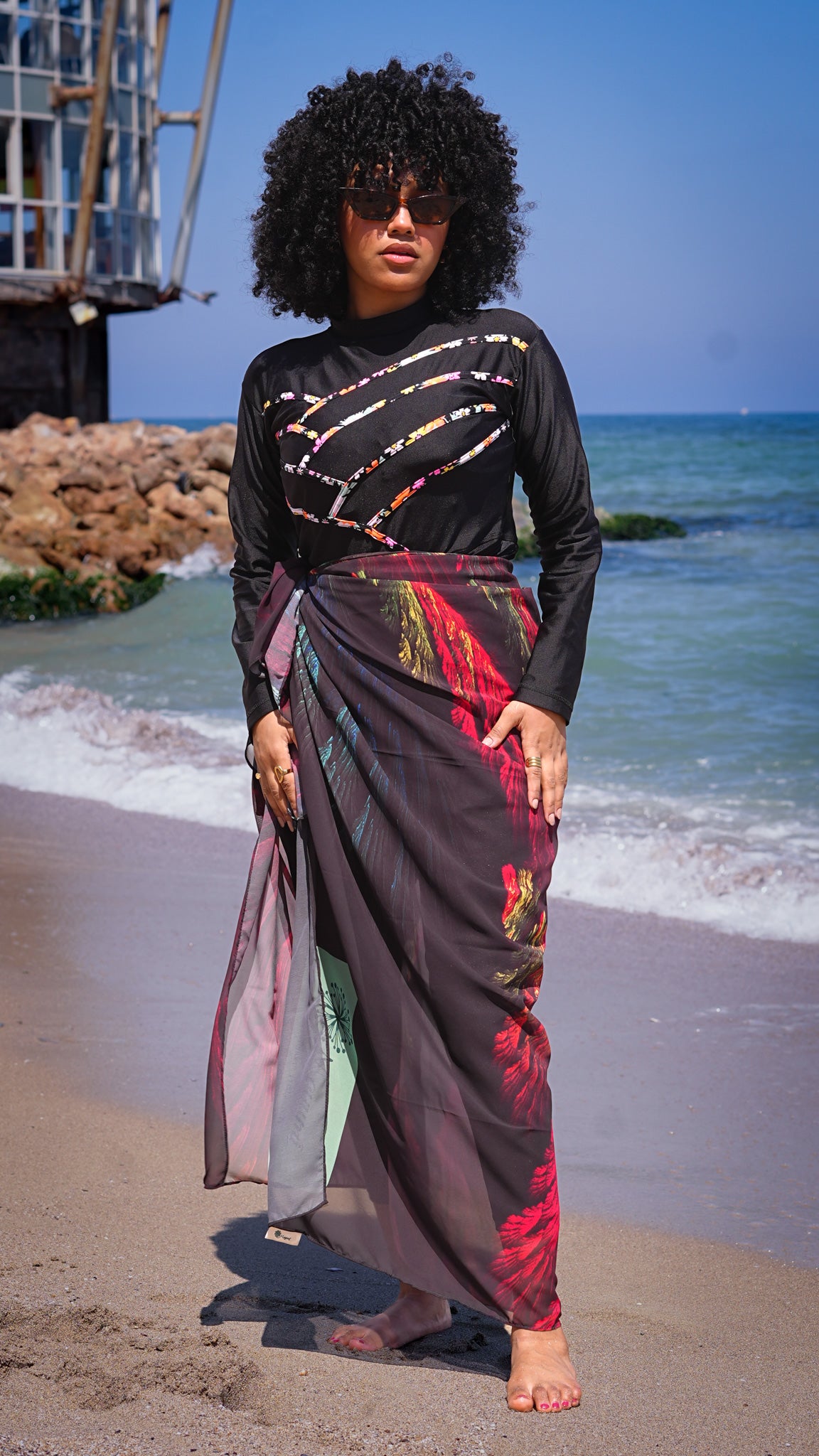 Beach Chiffon cover up - Peacock