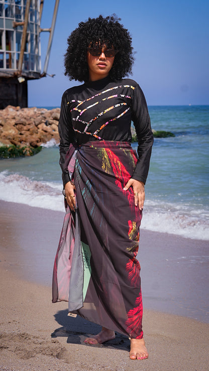 Beach Chiffon cover up - Peacock