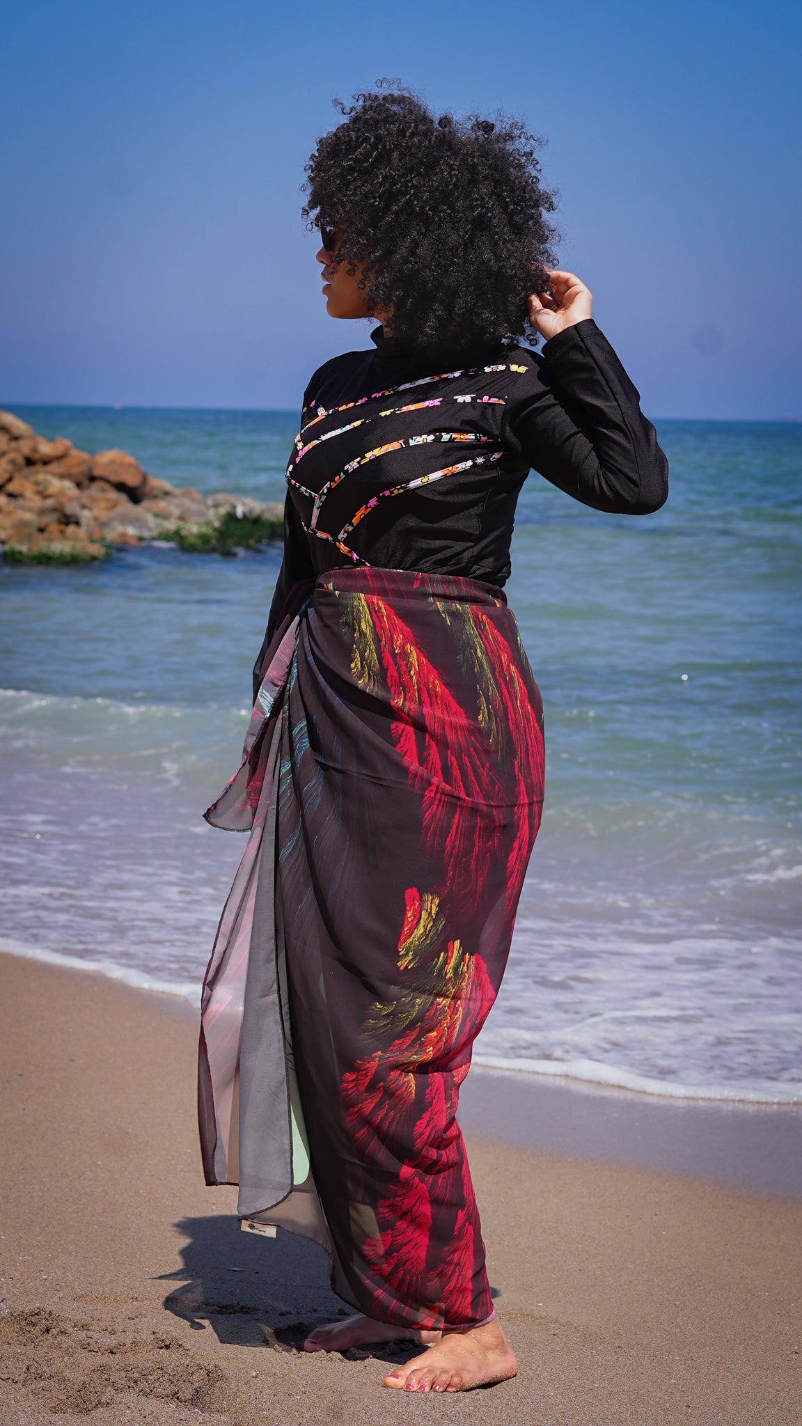 Beach Chiffon cover up - Peacock