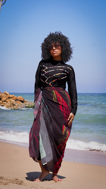 Beach Chiffon cover up - Peacock