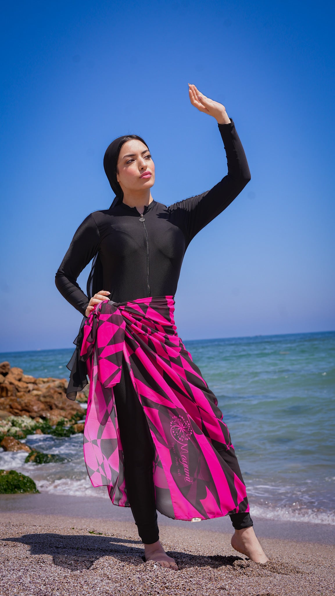 Beach Chiffon cover up - Fuschia