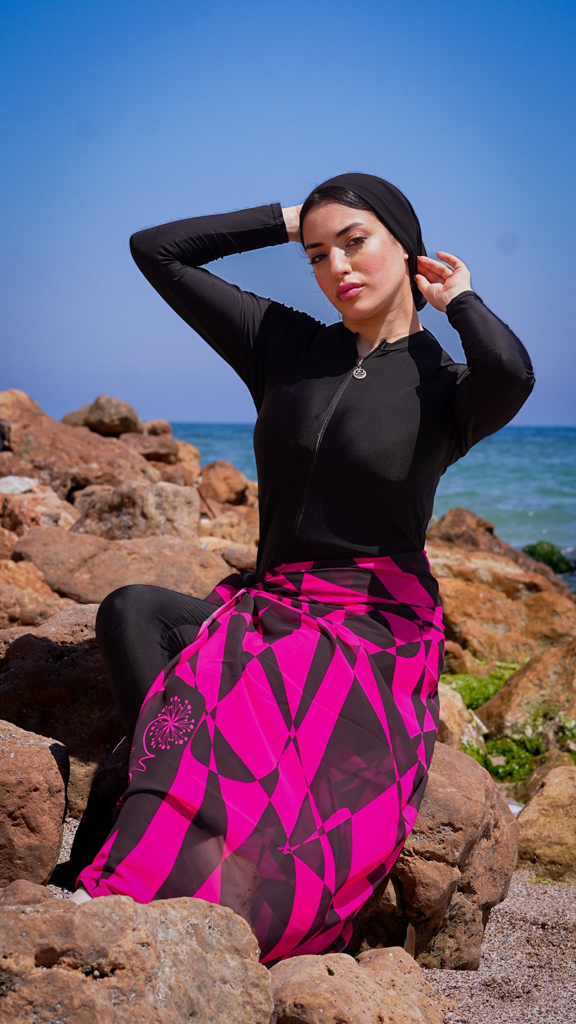 Beach Chiffon cover up - Fuschia